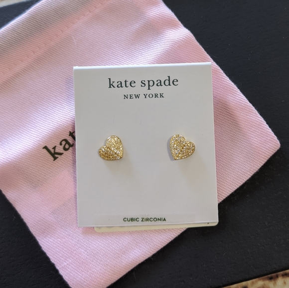 🆕 HP 🎉 Kate Spade Heart To Heart Pavé Mini Studs - Picture 7 of 8